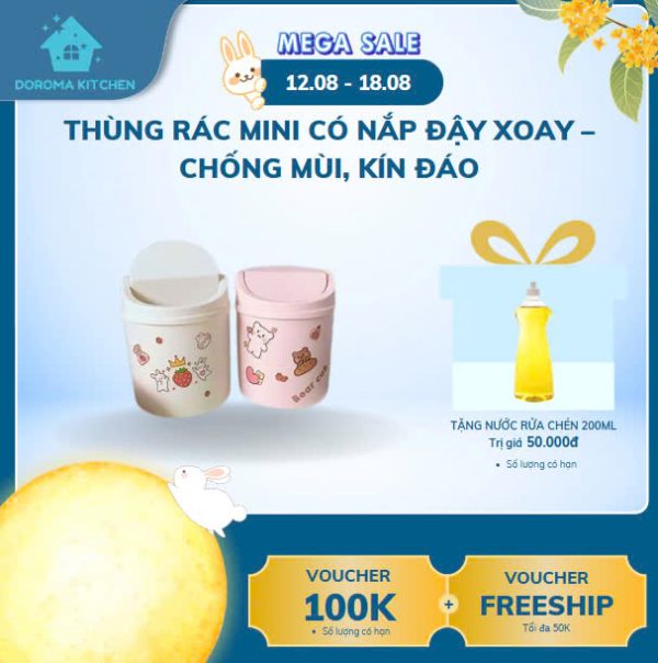 THÙNG RÁC MINI CÓ NẮP ĐẬY XOAY